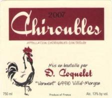 Damien Coquelet Chiroubles 2015